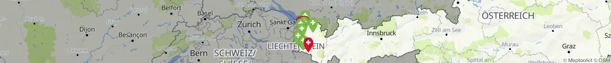 Map view for Pharmacy emergency services in Vorarlberg